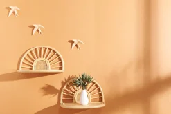 Étagères murales en rotin naturel et cannage (lot de 2) BOW