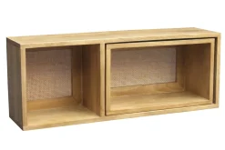 Étagères niches murales gigognes en bois manguier massif et cannage rotin L80 cm (lot de 2) ACANGE