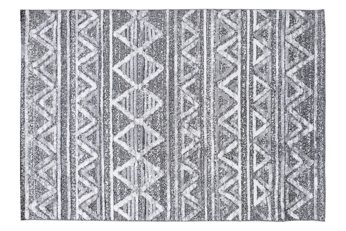 Tapis berbere avec motifs en relief blanc et gris 160 x 230 cm ERGA