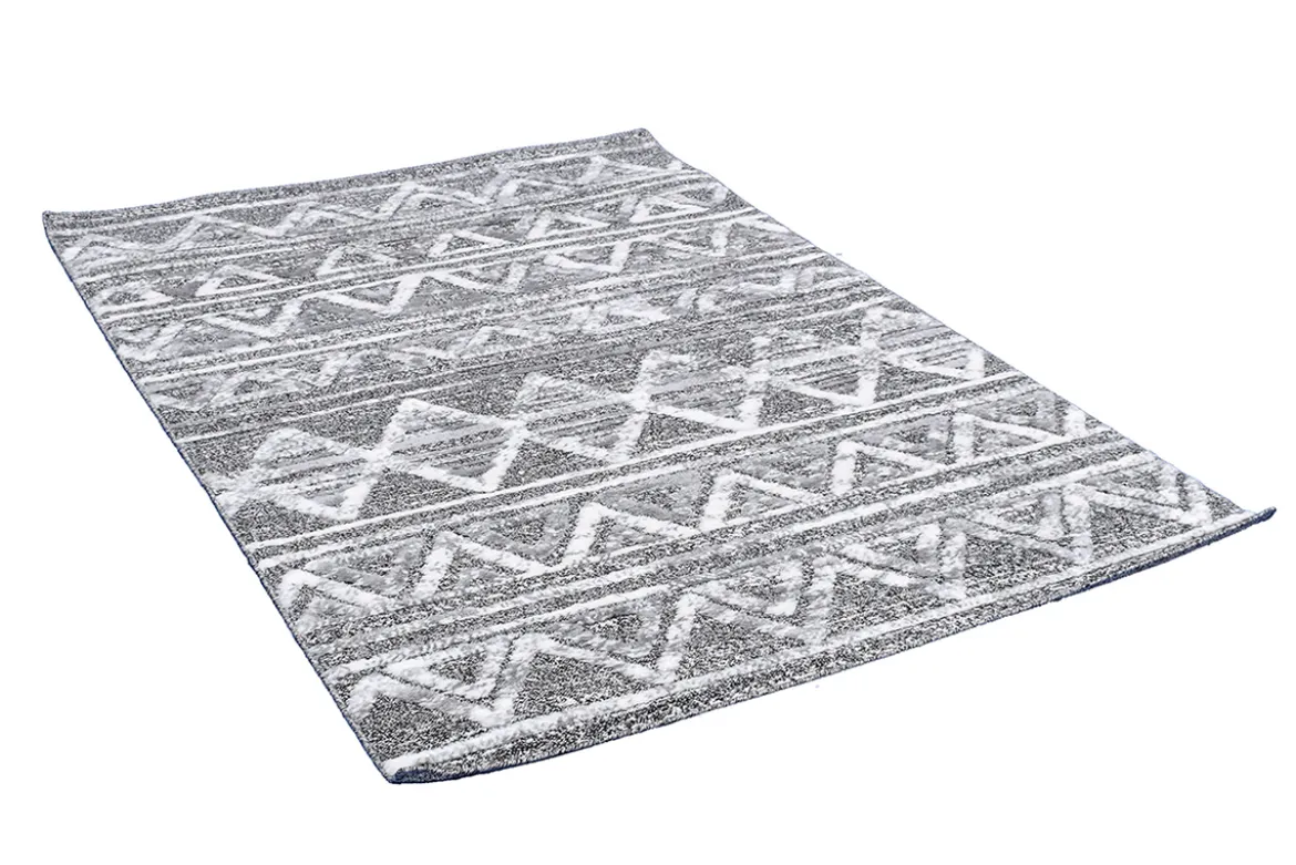 Tapis berbere avec motifs en relief blanc et gris 160 x 230 cm ERGA