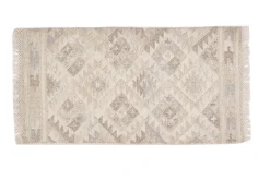 Tapis berbère beige à motifs en laine et coton 60 x 120 cm MAKAÏ