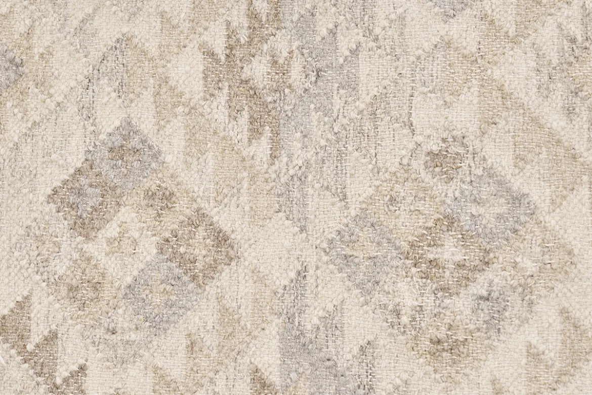 Tapis berbère beige à motifs en laine et coton 60 x 120 cm MAKAÏ