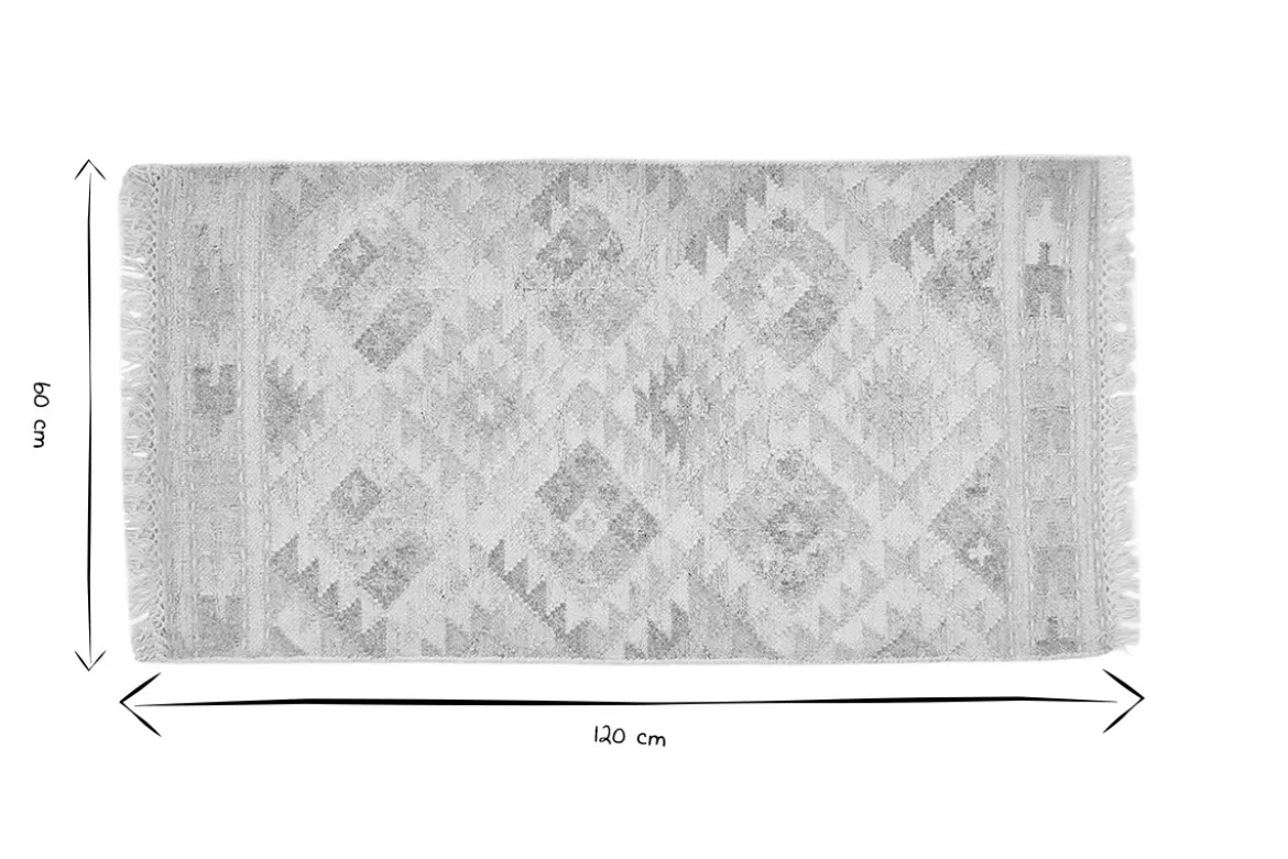 Tapis berbère beige à motifs en laine et coton 60 x 120 cm MAKAÏ