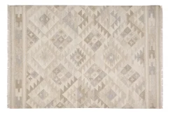 Tapis berbère beige à motifs en laine et coton 160 x 230 cm MAKAÏ