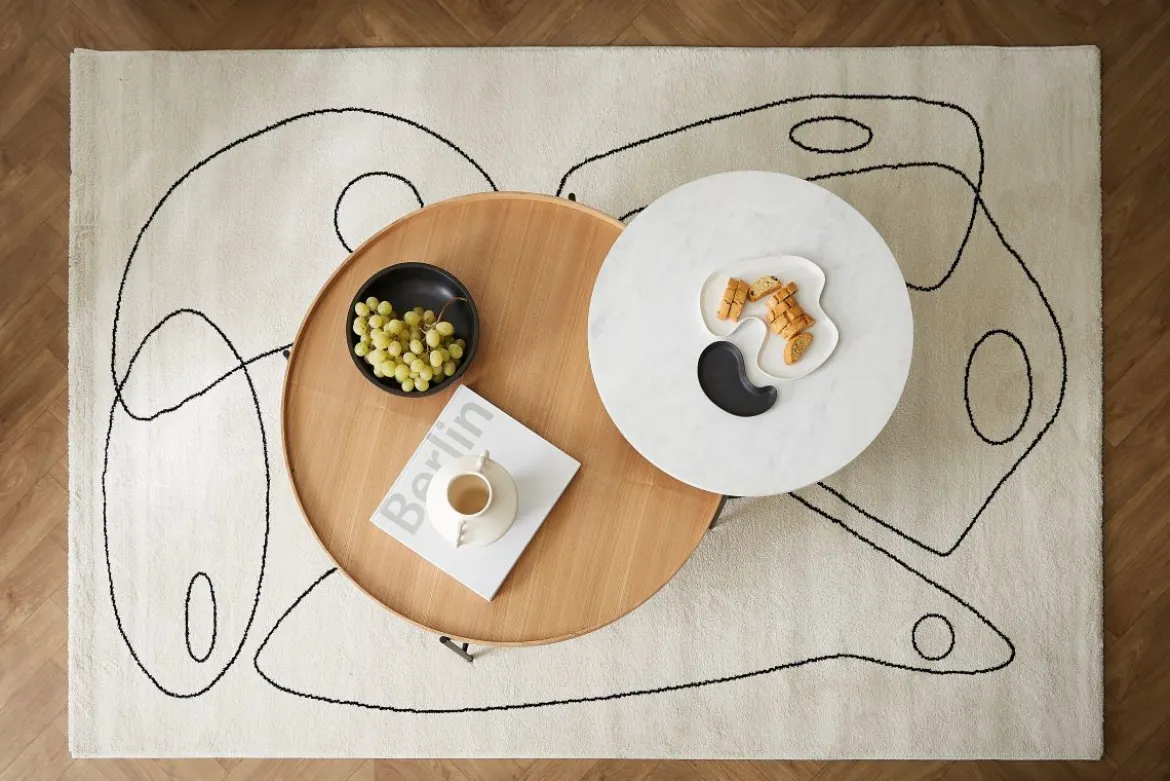 Tapis blanc motif line art 160 x 230 cm ARTISTE