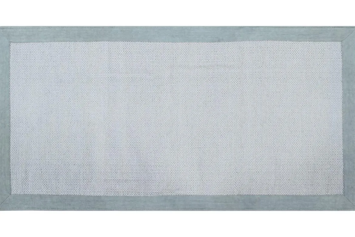 Tapis de couloir en coton bleu perle 60 x 200 cm ASTER