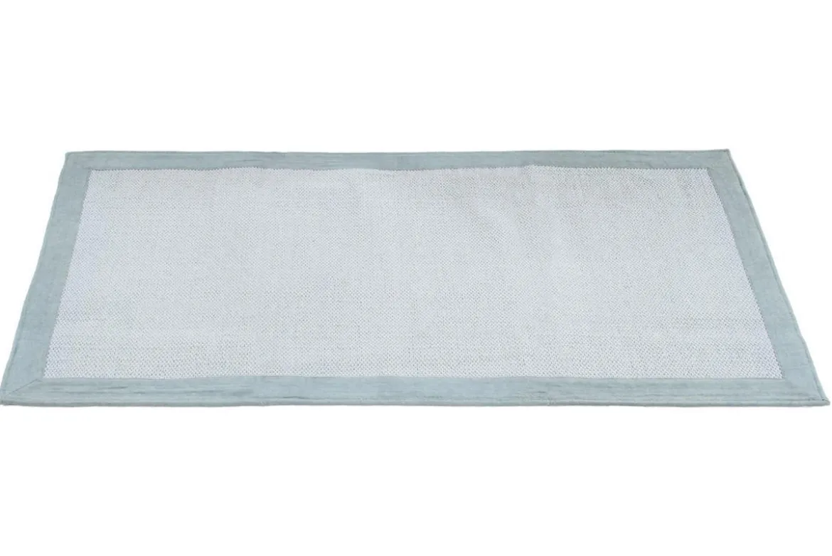 Tapis de couloir en coton bleu perle 60 x 200 cm ASTER