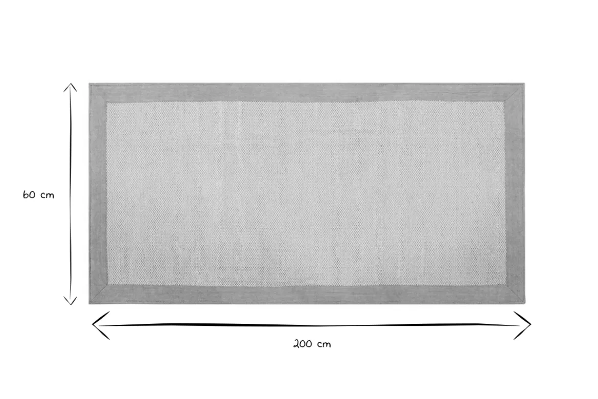 Tapis de couloir en coton bleu perle 60 x 200 cm ASTER
