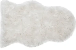 Tapis descente de lit imitation fourrure blanche 60 x 90 cm MEGEVE