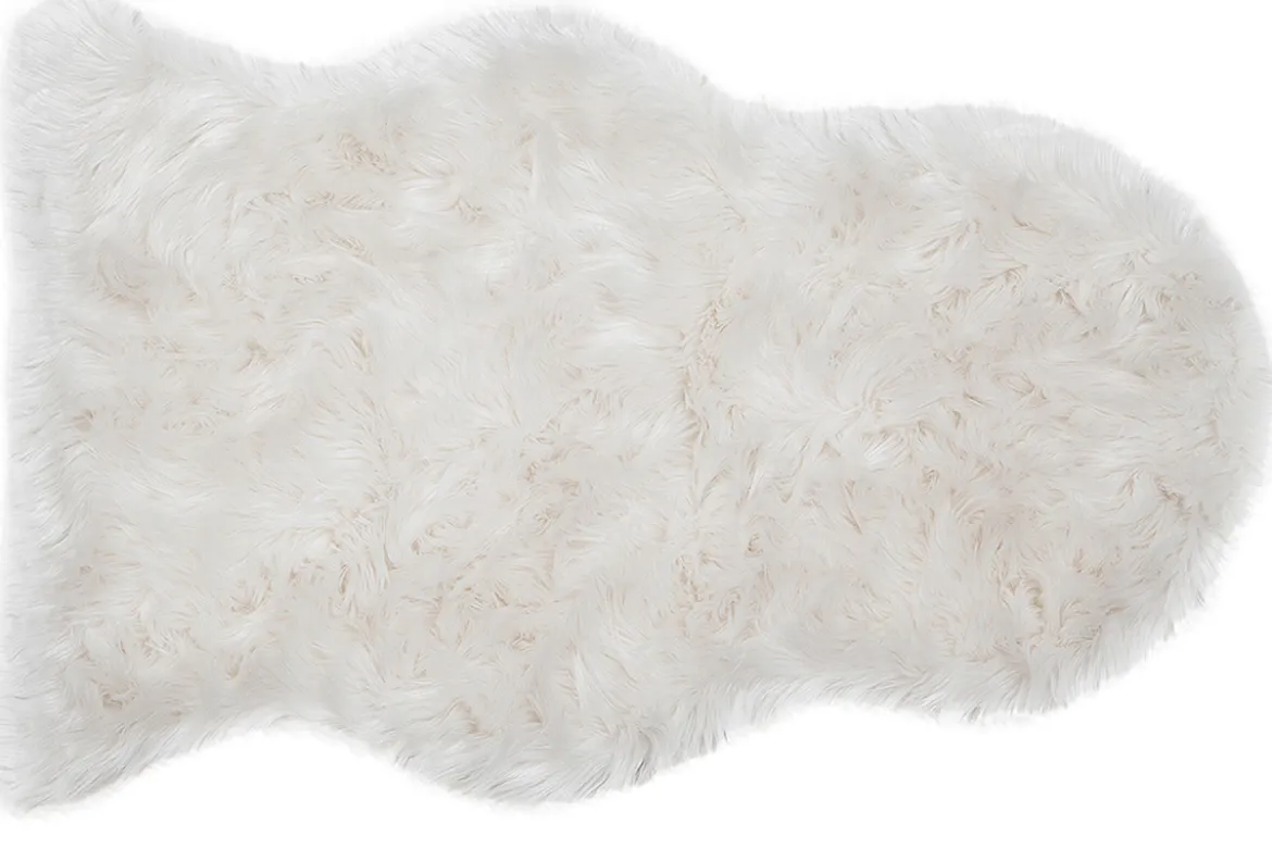 Tapis descente de lit imitation fourrure blanche 60 x 90 cm MEGEVE