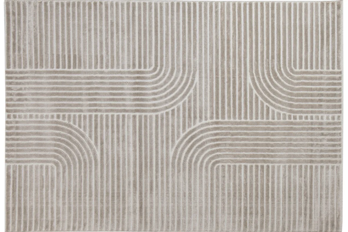Tapis graphique rectangulaire beige 160 x 230 cm MAGNUS
