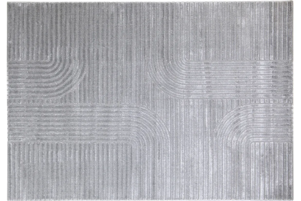 Tapis graphique rectangulaire gris 160 x 230 cm MAGNUS
