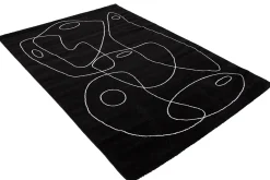 Tapis noir motif line art 160x230 cm ARTISTE