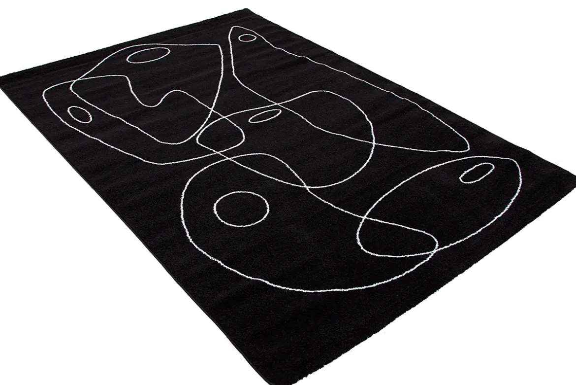Tapis noir motif line art 160x230 cm ARTISTE