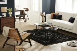 Tapis noir motif line art 160x230 cm ARTISTE