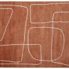 Tapis rectangulaire motif line art terracotta et blanc 160 x 230 cm TIANA