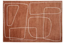 Tapis rectangulaire motif line art terracotta et blanc 160 x 230 cm TIANA