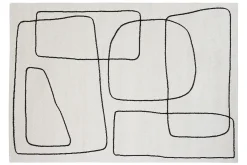Tapis rectangulaire motif line art blanc cassé et noir 160 x 230 cm TIANA