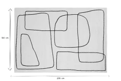 Tapis rectangulaire motif line art blanc cassé et noir 160 x 230 cm TIANA