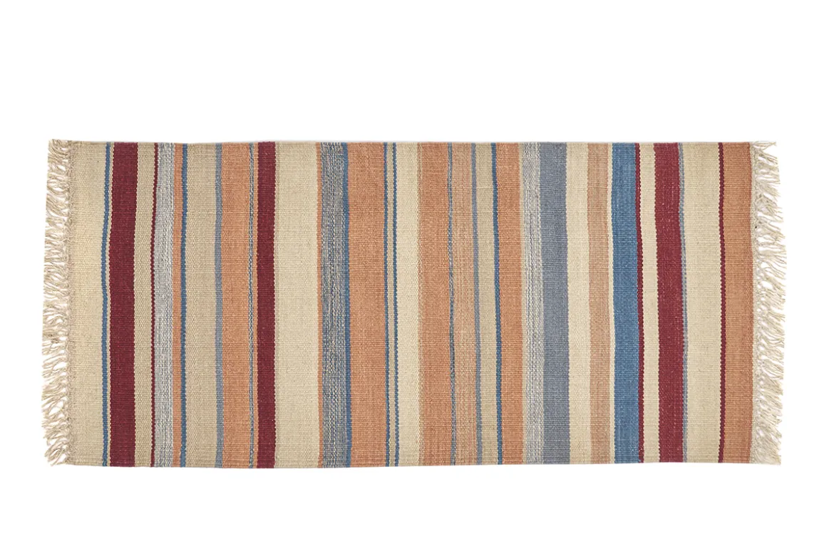Tapis rectangulaire rayé multicolore en coton 60 x 120 cm SUPLA