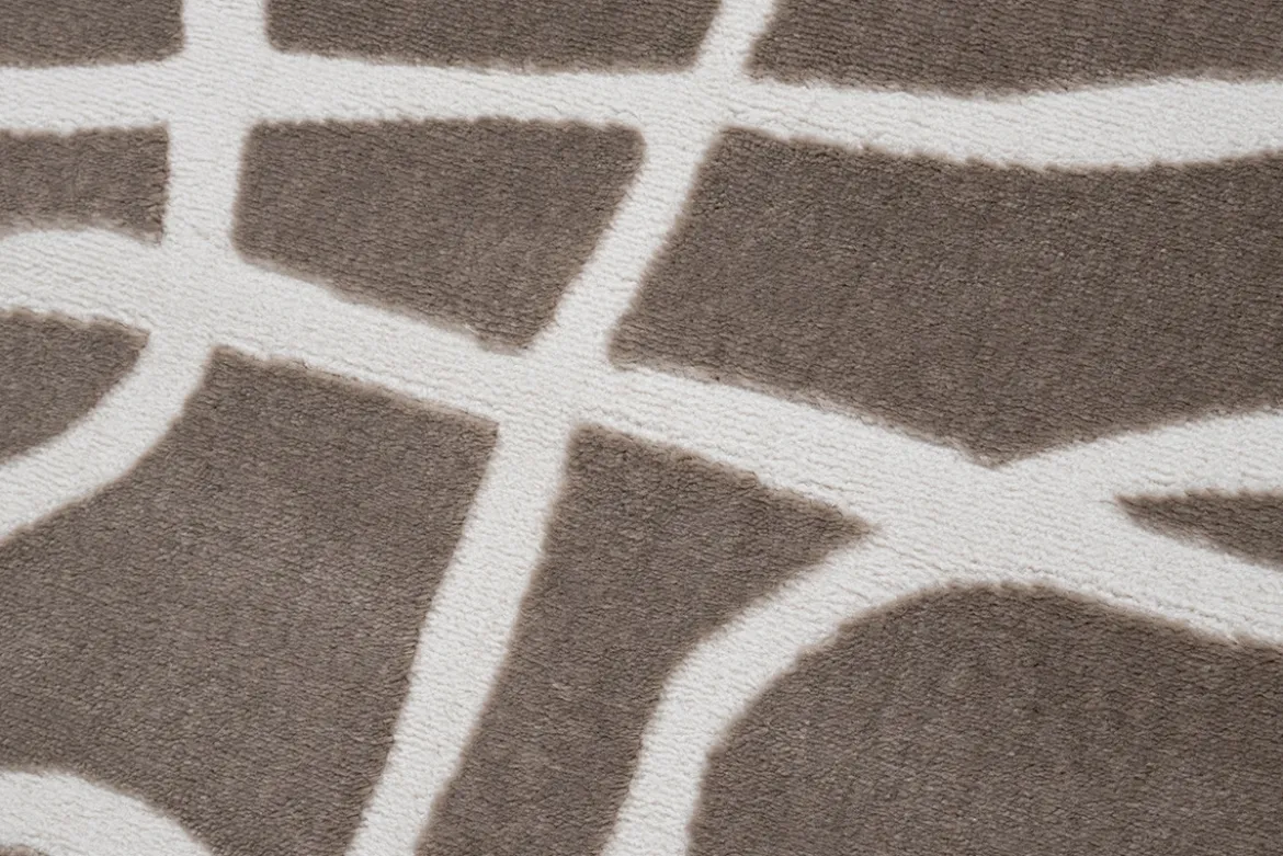 Tapis rectangulaire taupe à motifs line art 160 x 230 cm APOLLINE