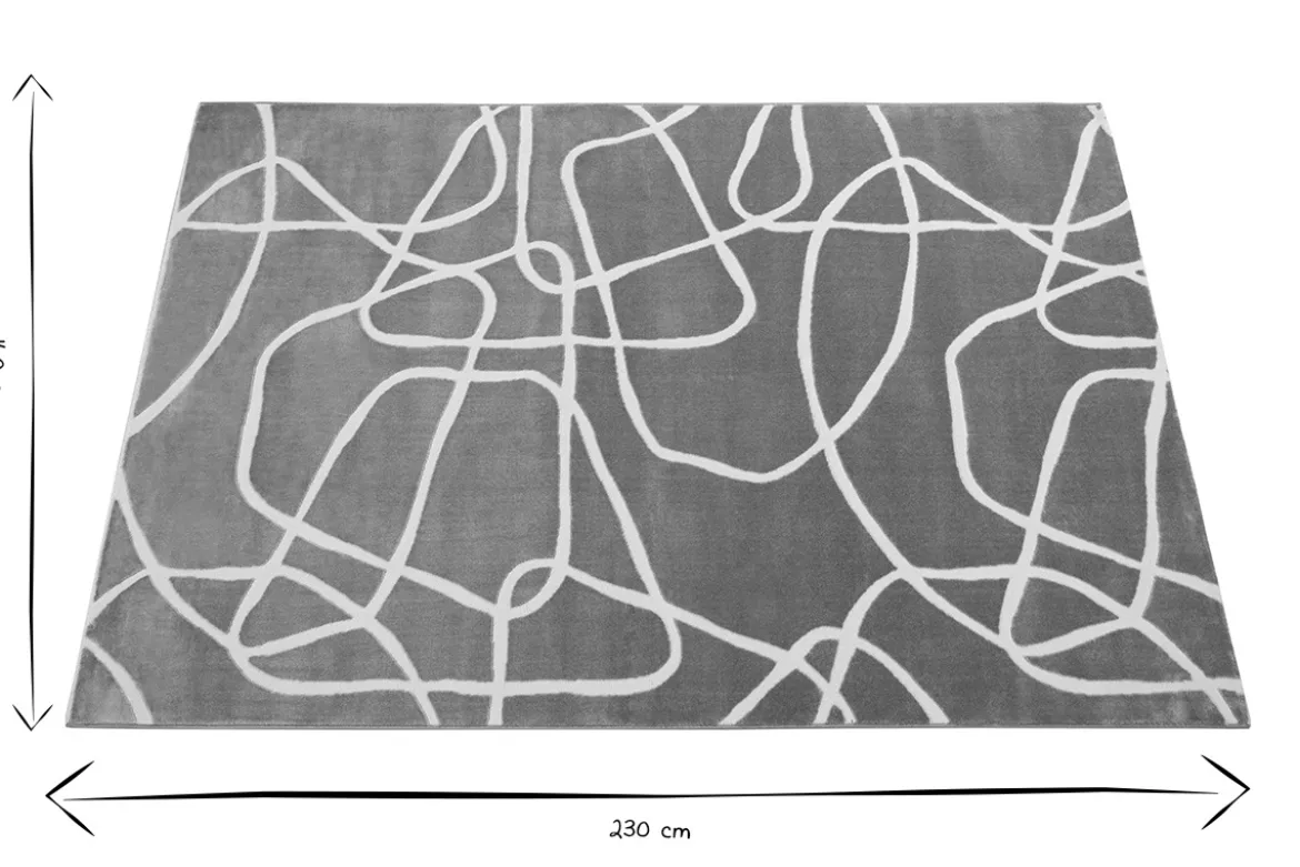 Tapis rectangulaire taupe à motifs line art 160 x 230 cm APOLLINE
