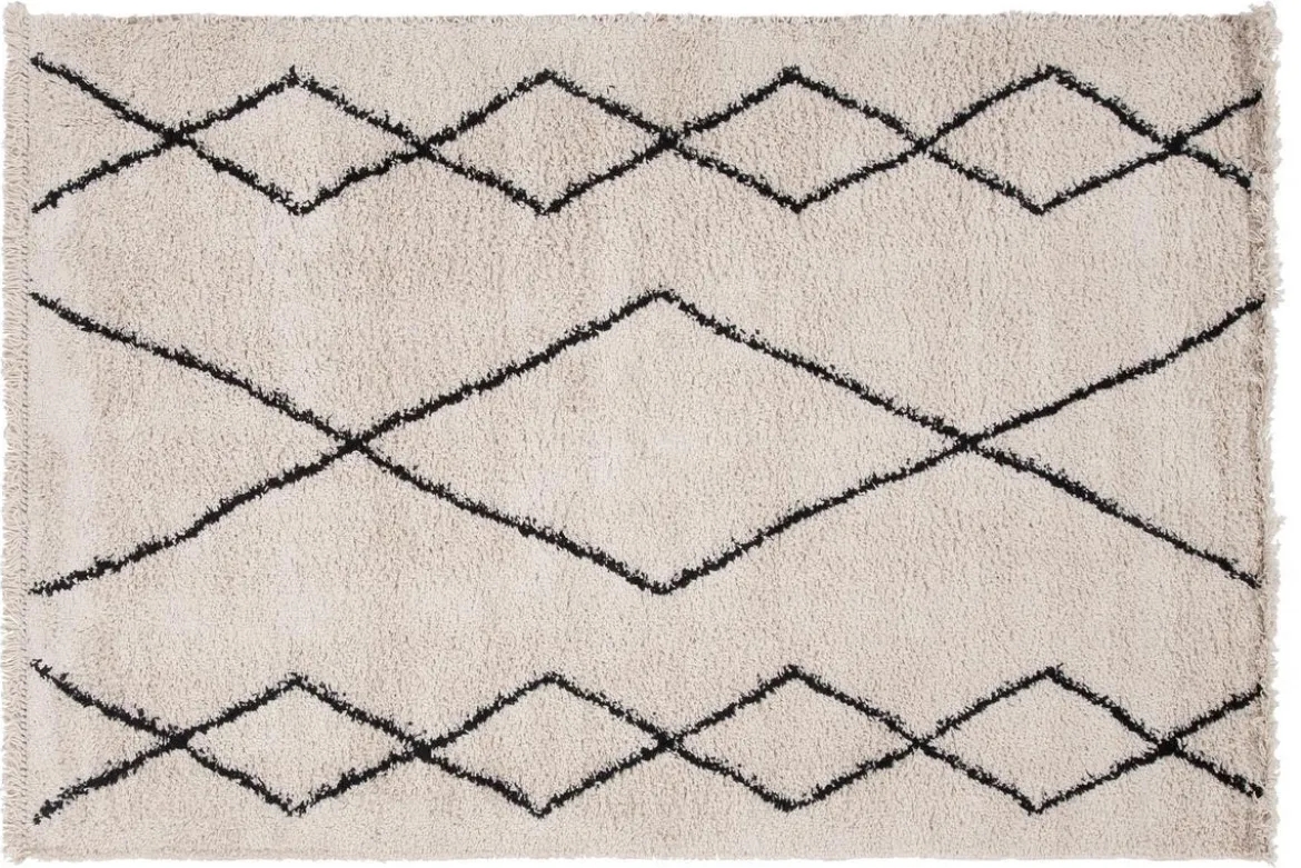 Tapis style berbère motif noir 160 x 230 cm TRIBU