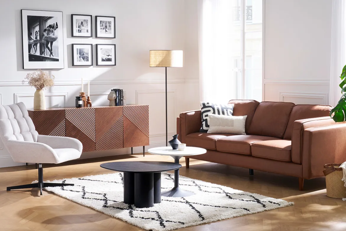 Tapis style berbère motif noir 160 x 230 cm TRIBU