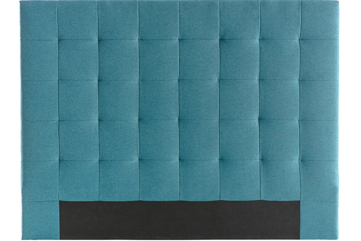 Tête de lit capitonnée en tissu bleu canard L140 cm HALCIONA