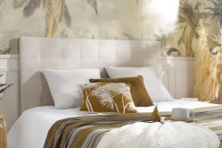 Tête de lit capitonnée en tissu beige clair naturel L180 cm HALCIONA