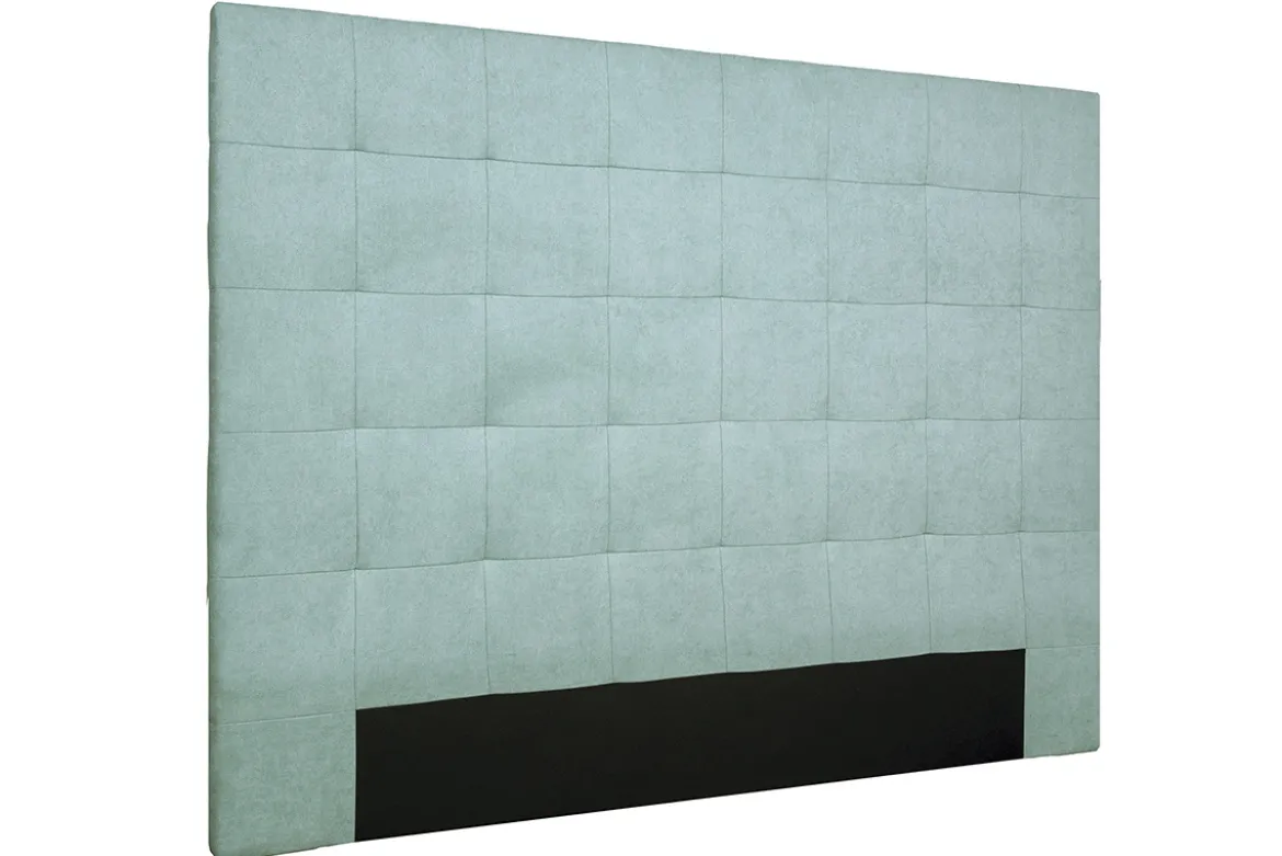Tête de lit capitonnée en tissu effet velours vert lagon L160 cm HALCIONA