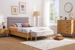 Tête de lit capitonnée en tissu gris L160 cm HALCIONA