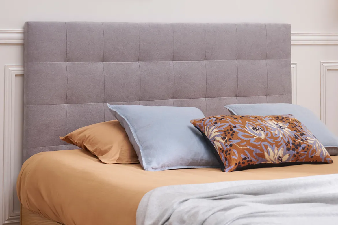 Tête de lit capitonnée en tissu gris L160 cm HALCIONA