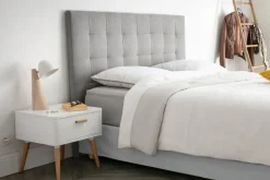 Tête de lit capitonnée en tissu gris L140 cm HALCIONA