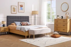 Tête de lit capitonnée en tissu gris anthracite L180 cm HALCIONA