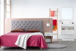 Tête de lit capitonnée en tissu gris foncé L140 cm ENGUERRAND