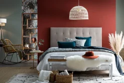 Tête de lit capitonnée en tissu velours taupe L160 cm HALCIONA