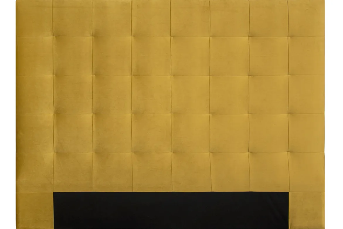 Tête de lit capitonnée en tissu velours jaune moutarde L160 cm HALCIONA
