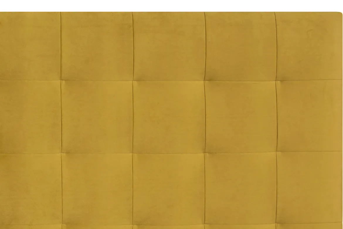 Tête de lit capitonnée en tissu velours jaune moutarde L160 cm HALCIONA