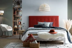 Tête de lit capitonnée en tissu velours terracotta L160 cm HALCIONA