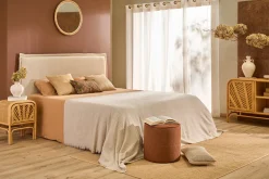 Tête de lit en tissu effet lin beige L160 cm PIA