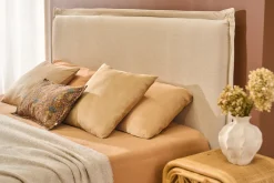 Tête de lit en tissu effet lin beige L160 cm PIA