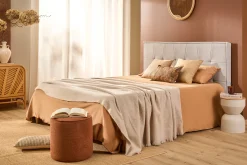 Tête de lit en tissu effet velours texturé beige L170 cm SUKA