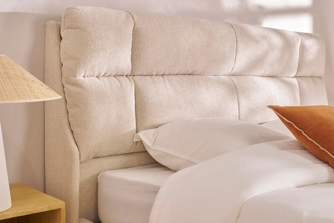 Tête de lit en tissu texturé beige L160 cm HONO