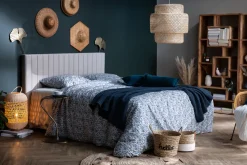 Tête de lit en tissu velours bleu L170 cm NEHA