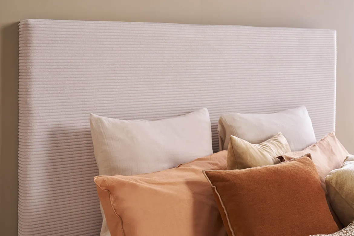 Tête de lit en tissu velours côtelé beige L160 cm YOLANDA
