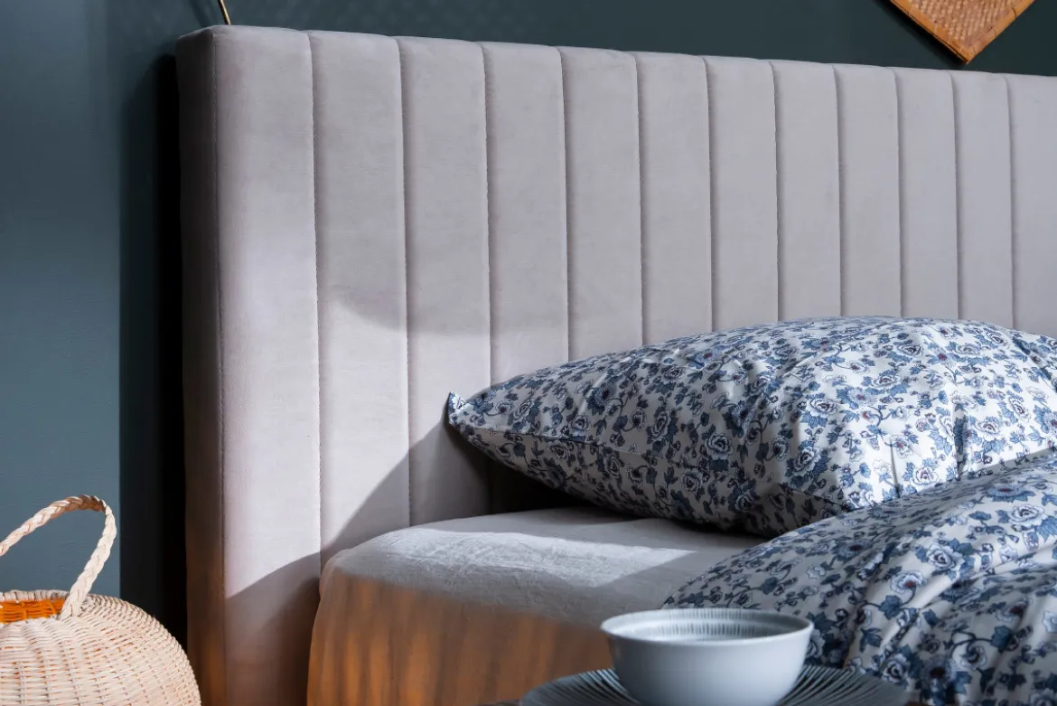 Tête de lit en tissu velours taupe L170 cm NEHA