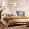 Tête de lit ronde en tissu beige L160 cm NAOMY