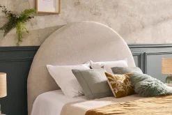 Tête de lit ronde en tissu beige L160 cm NAOMY