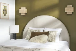 Tête de lit ronde en tissu beige L160 cm NAOMY